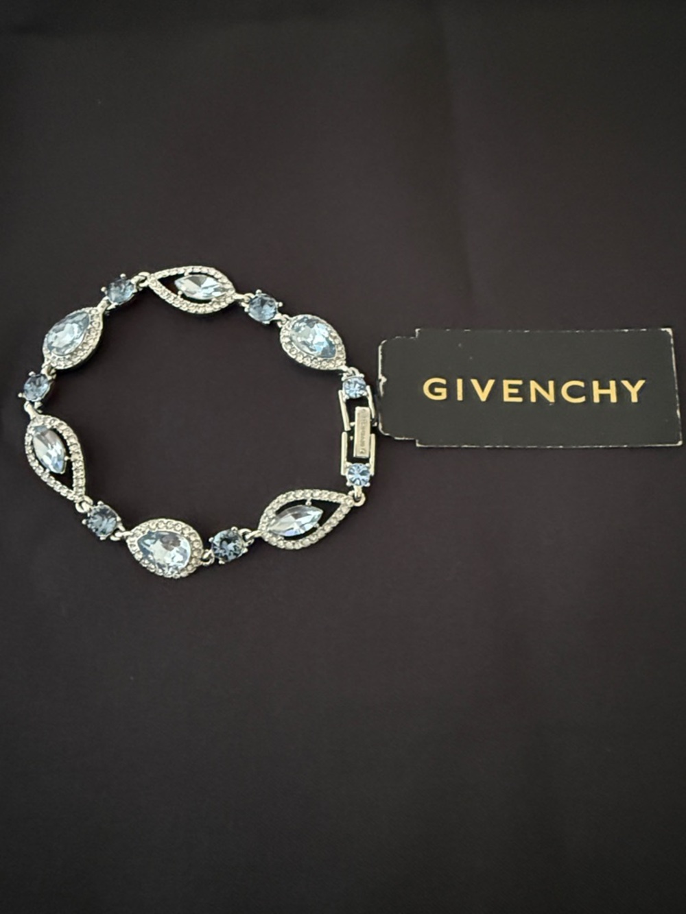 Givenchy Light Blue Crystal Link Bracelet in Silver-Tone